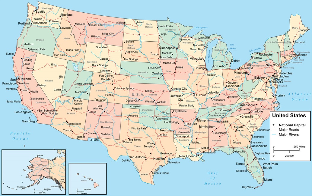 Map of The United States of America